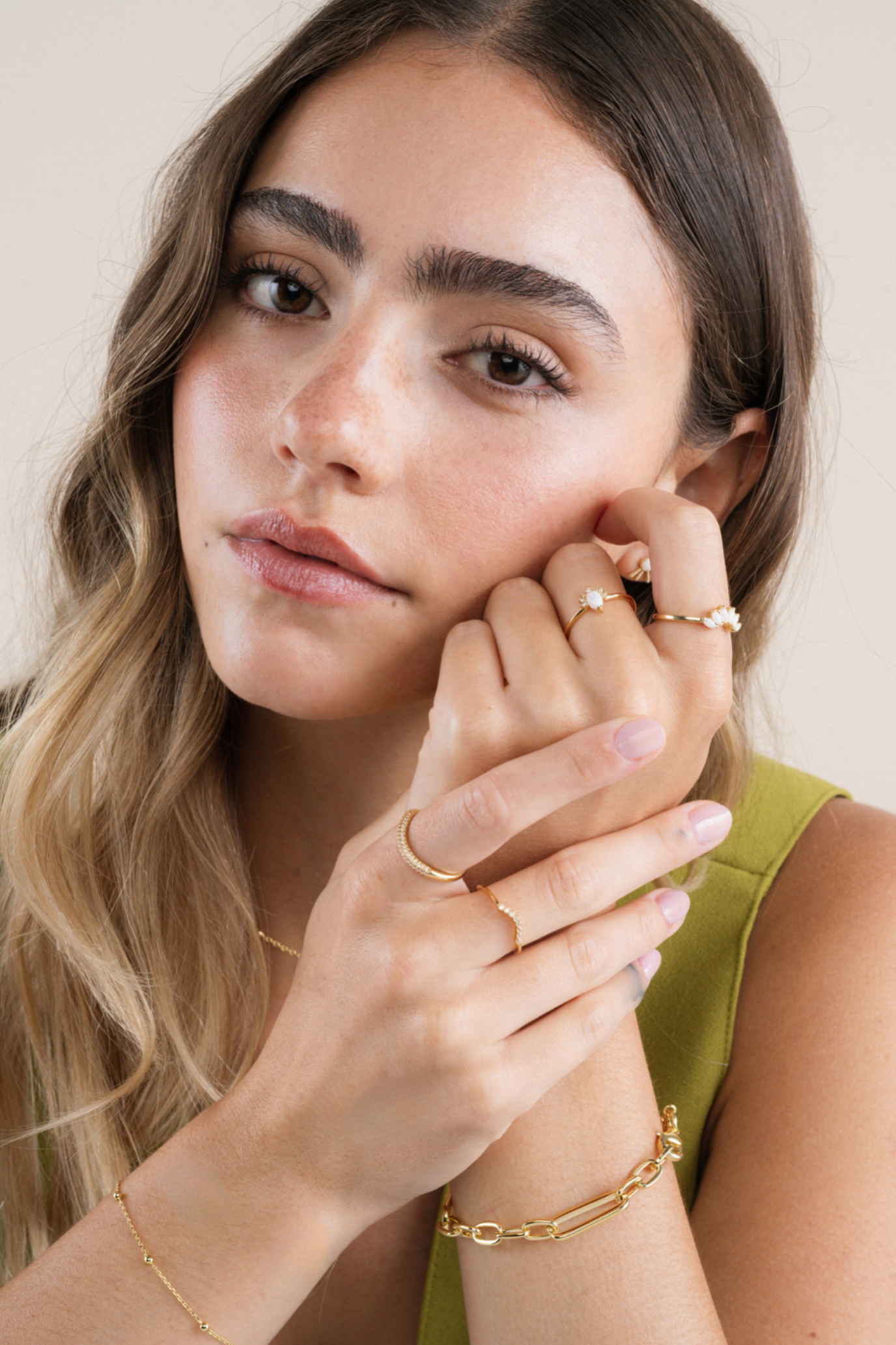 Gold Rings - Arched Crown - Champagne