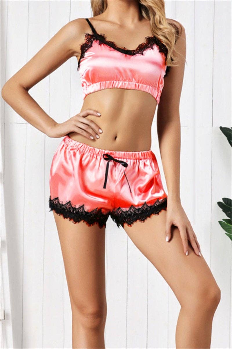 Phoenix Lace Silk Pajama Shorts Set